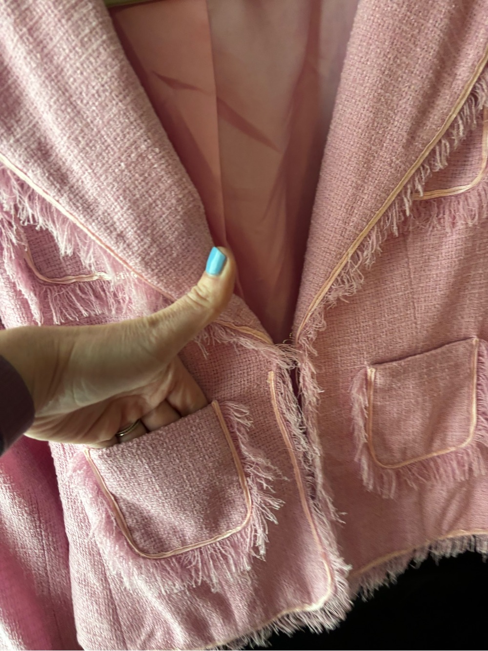 Rebbeca Thomson Pink Fringe Tweed Blazer - Picture 6 of 8